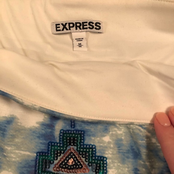 Express Blue Tie-Dye and Sequin Miniskirt - Picture 3 of 5